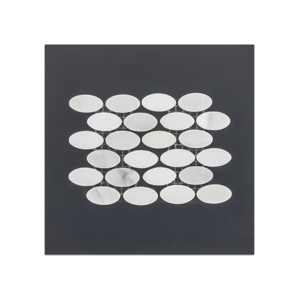 S171 - Pearl White Oval Mosaic Polished Swatch Card