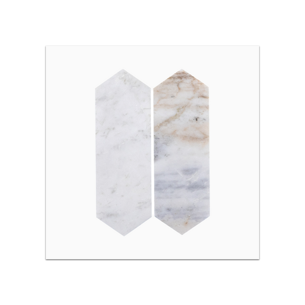 S188 - Bianco Oro 2" x 6" Picket Mosaic Honed Swatch Card
