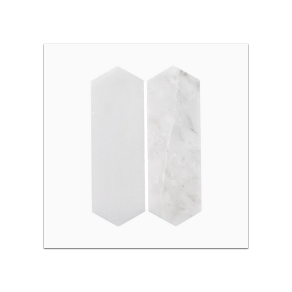 S191 - Tarjeta de muestra pulida con mosaico de piquete de 2" x 6", color blanco perla