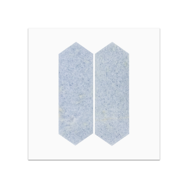 S192 - Blue Celeste 2" x 6" Picket Mosaic Polished Swatch Card