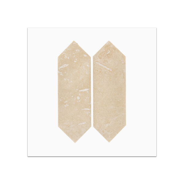 S194 - Light Ivory Travertine 2" x 6" Picket Mosaic Honed & Filled Swatch Card