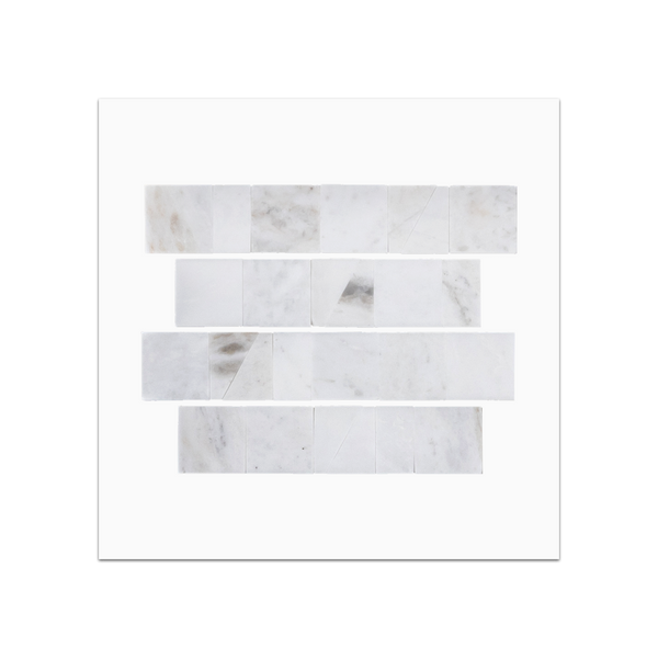S198 - Bianco Oro Random Broken Joint Mosaic Honed Swatch Card
