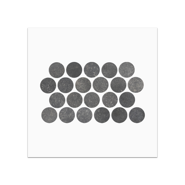 S201 - Tarjeta de muestra pulida con mosaico redondo de 1" de basalto gris