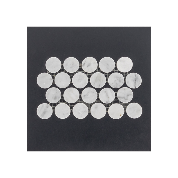 S202P - Bianco Carrara 1" Rounds Mosaic Polished Swatch Card