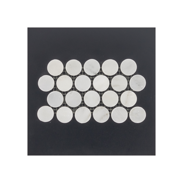 S209H - Pearl White 1" Rounds Mosaic Honed Swatch Card