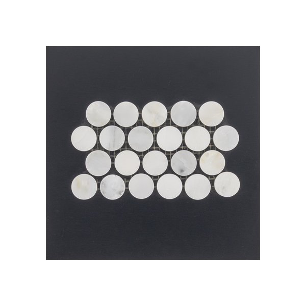S209P - Pearl White 1" Rounds Mosaic Polished Swatch Card