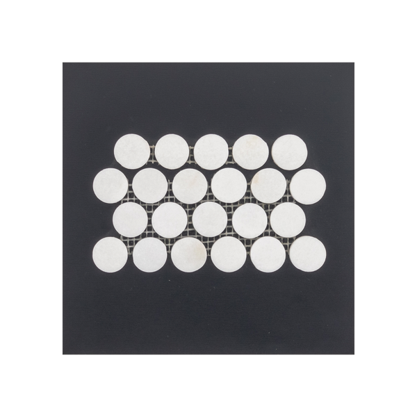 S211 - White Thassos 1" Rounds Mosaic Polished Swatch Card