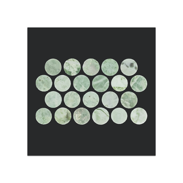 S217 - Emerald Green 1" Rounds Mosaic Honed Swatch Card