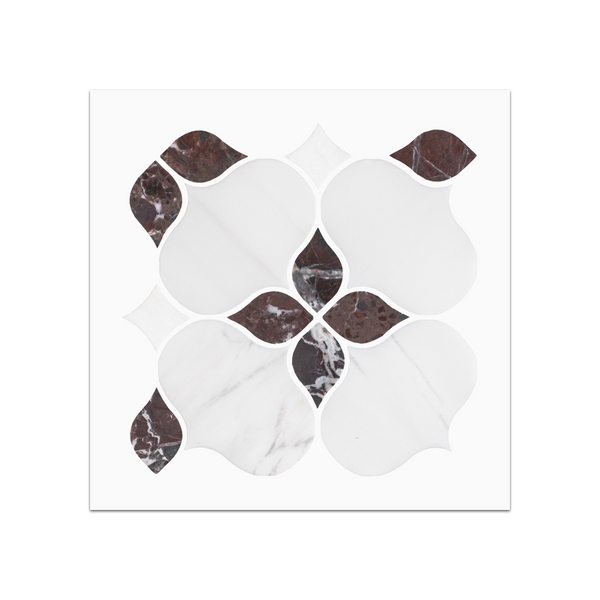 S233 - Dolomite Silhouette with Rosso Levanto & White Thassos Mosaic Honed