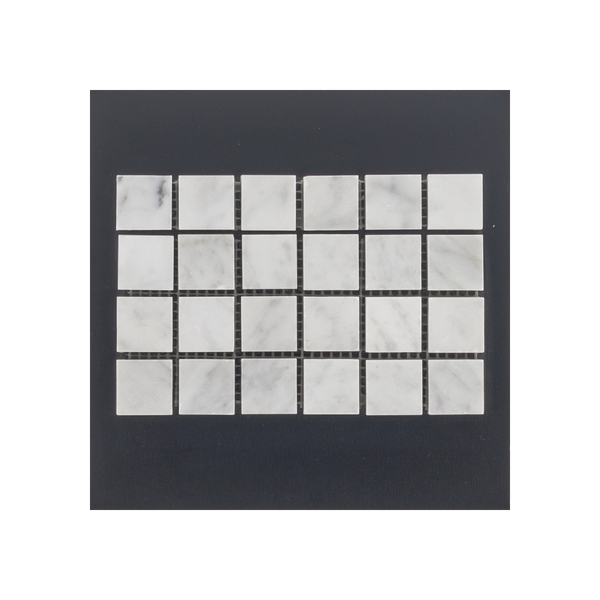 S239P - Bianco Carrara 1" Square Mosaic Polished Swatch Card