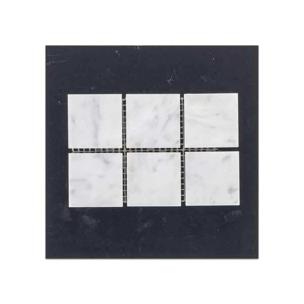 S240P - Tarjeta de muestra pulida con mosaico cuadrado Bianco Carrara de 2"