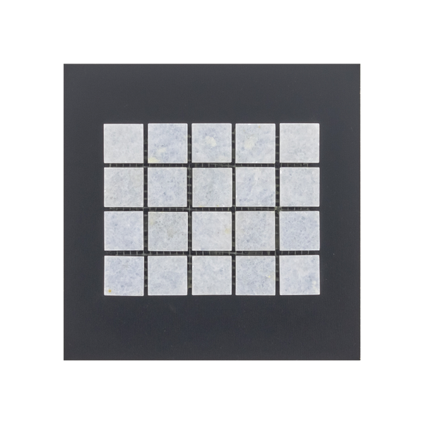 S243 - Tarjeta de muestra pulida con mosaico cuadrado azul celeste de 1"