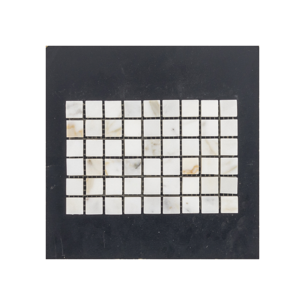 S245H - Tarjeta de muestra pulida con mosaico cuadrado Calacatta Gold de 5/8"