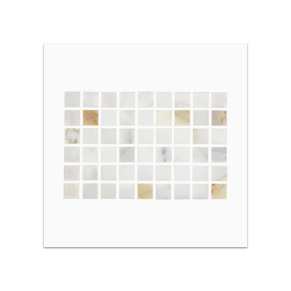 S245P - Tarjeta de muestra pulida con mosaico cuadrado Calacatta Gold de 5/8"