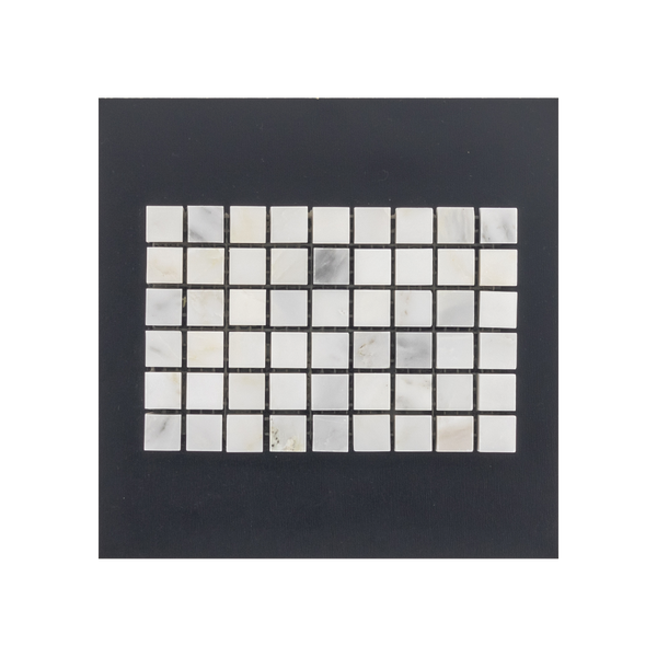 S249P - Tarjeta de muestra pulida con mosaico cuadrado de 5/8" blanco perla