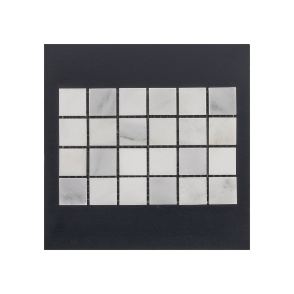 S250H - Tarjeta de muestra pulida con mosaico cuadrado de 1" color blanco perla