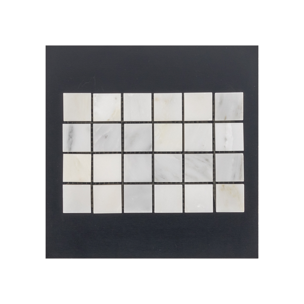 S250P - Tarjeta de muestra pulida con mosaico cuadrado de 1" blanco perla