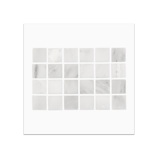 S250P - Tarjeta de muestra pulida con mosaico cuadrado de 1" blanco perla