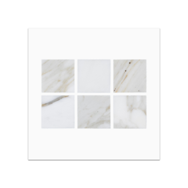 S254 - Calacatta Gold 2" Square Mosaic Honed Swatch Card