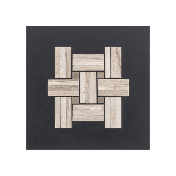 S271 - Tarjeta muestrario pulida con mosaico de puntos Driftwood Tri-Weave de Beachwood