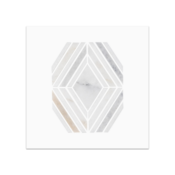 S305 - Bianco Oro Petite Jewel with White Thassos Mosaic Honed Swatch Card