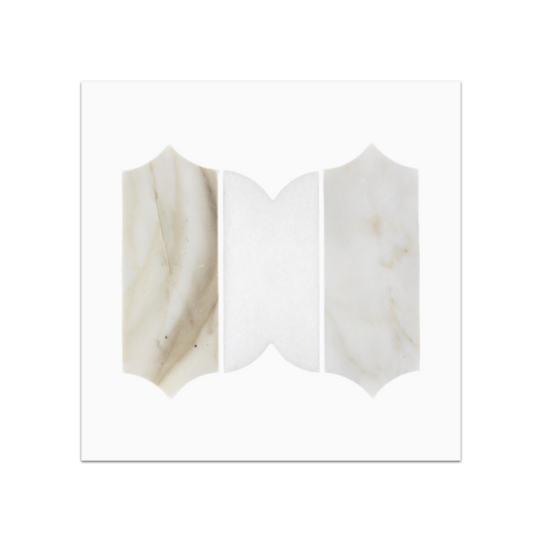 S321 - Calacatta Gold & White Thassos Regalia Mosaic Honed Swatch Card