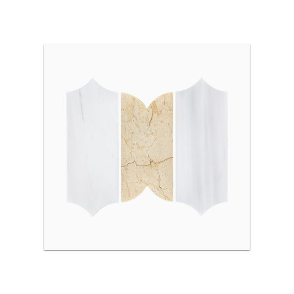 S322 - Dolomite & Crema Marfil Regalia Mosaic Honed Swatch Card