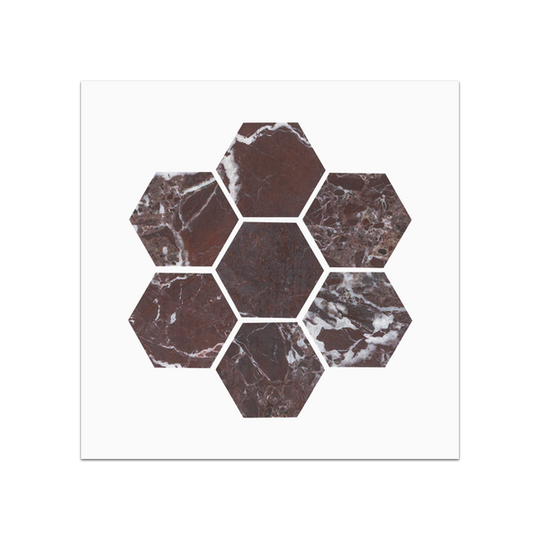 S338 - Rosso Levanto 2" Hexagon Mosaic Honed