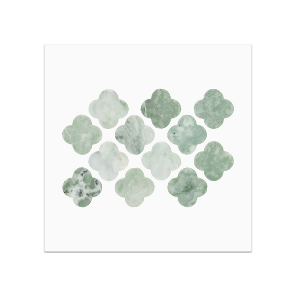 S374 - Emerald Green Clover Mosaic Honed