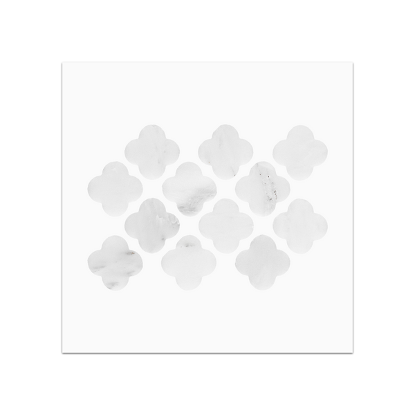 S375 - Pearl White Clover Mosaic Honed
