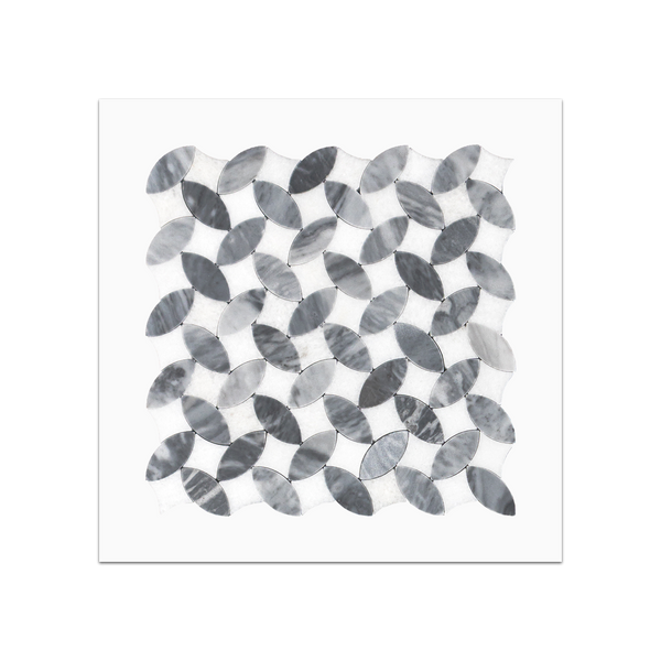 S390 - White Thassos & Bardiglio Nuvolato Twilight Mosaic Honed