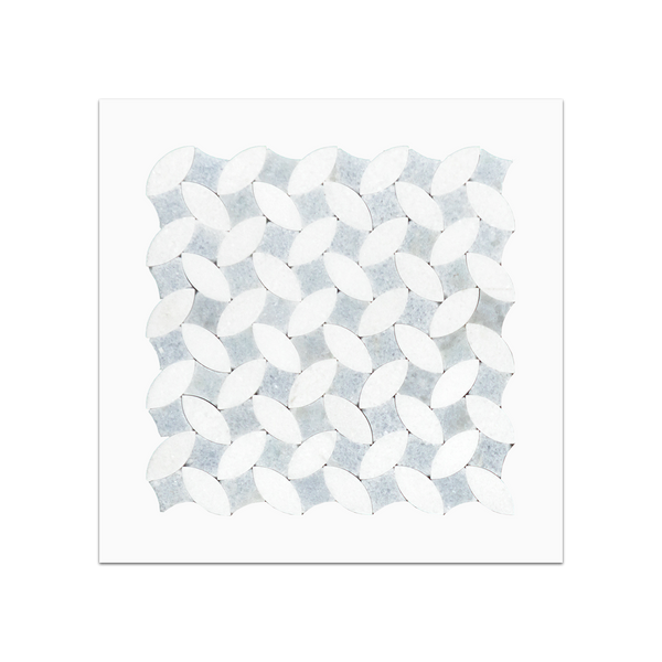 S391 - White Thassos & Blue Celeste Twilight Mosaic Honed