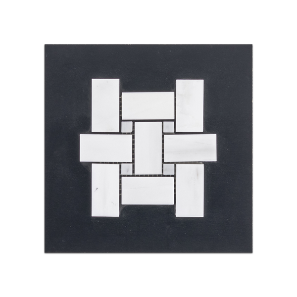 S42 - Tejido de cesta de dolomita con tarjeta de muestra perfeccionada con mosaico de puntos gris místico de 3/8"