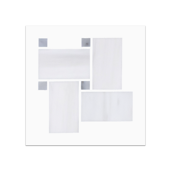 S55 - Dolomite Basketweave Extra Large with Carrara 5/8" Dot Mosaic Honed Swatch Card