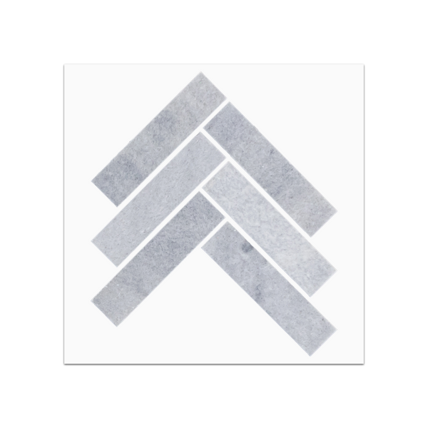 S89 - Blue Mist 1" x 4" Herringbone Mosaic Honed Swatch Card