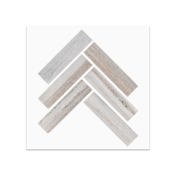 S90 - Cinnamon Beige 1" x 4" Herringbone Mosaic Honed Swatch Card