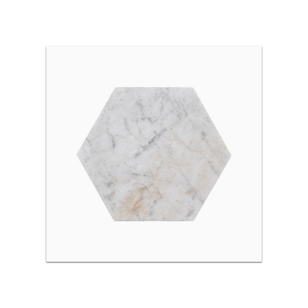 S97 - Bianco Oro 5" Hexagon Mosaic Honed Swatch Card