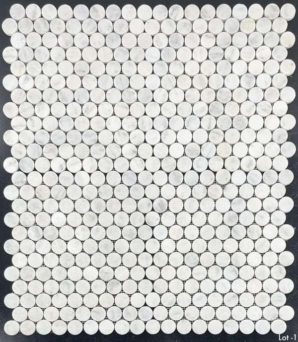 Mosaico redondo blanco glacial de 1" pulido