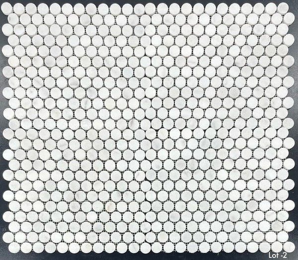 Mosaico redondo blanco glacial de 1" pulido
