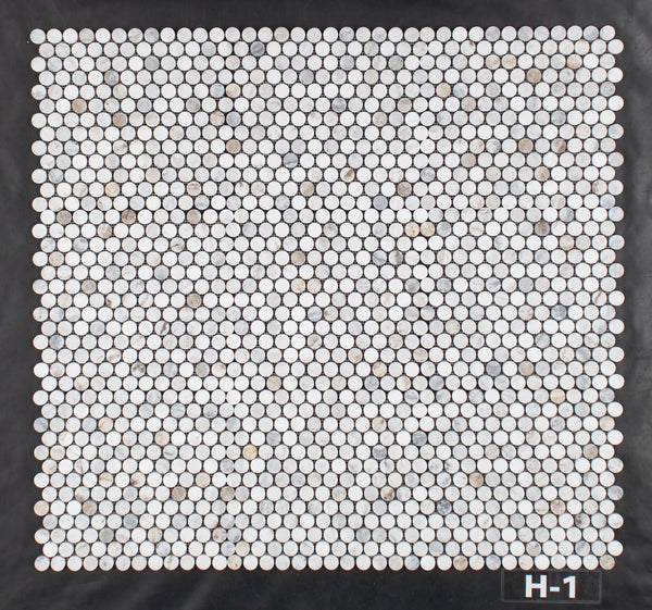 Bianco Oro 1" Rounds Mosaic Honed