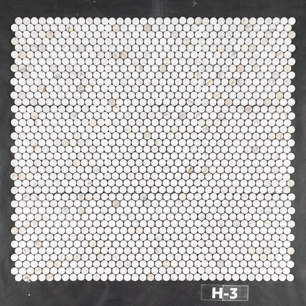 Bianco Oro 1" Rondas Mosaico Pulido