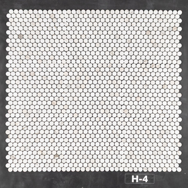 Bianco Oro 1" Rondas Mosaico Pulido