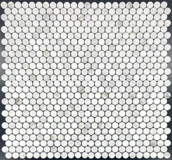 Bianco Oro 1" Rounds Mosaic Honed