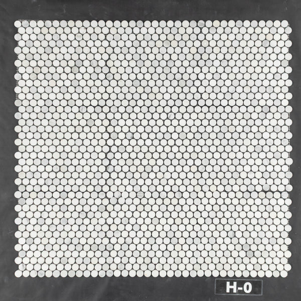 Pearl White 1" Rounds Mosaic Honed