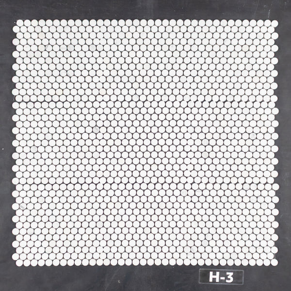 Pearl White 1" Rounds Mosaic Honed