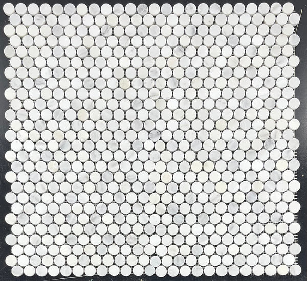 Pearl White 1" Rounds Mosaic Honed