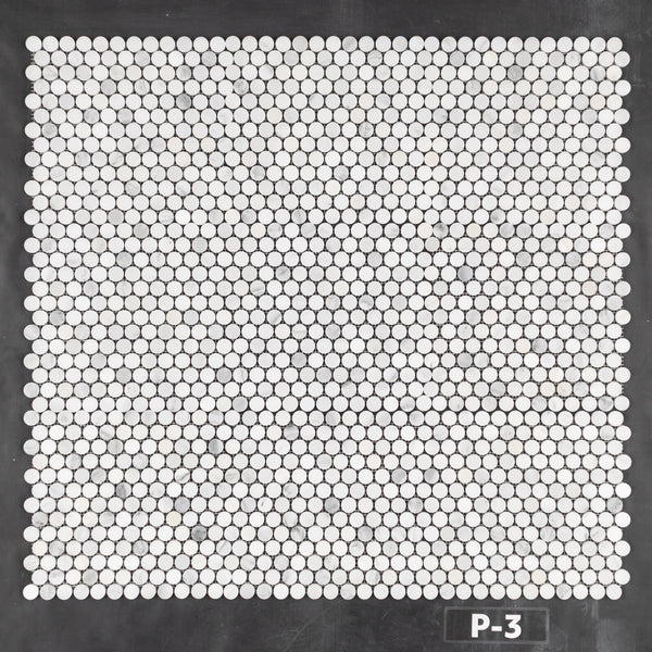 Pearl White 1" Rounds Mosaic Polished - Elon Tile & Stone