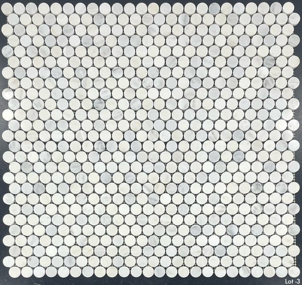 Pearl White 1" Rounds Mosaic Polished