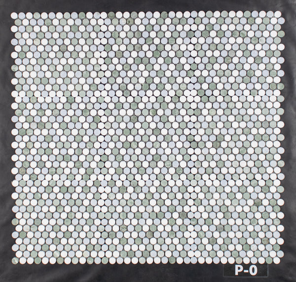 Tri-Blend (Ming Green/White Thassos/Blue Celeste) 1" Rounds Mosaic Polished - Elon Tile & Stone