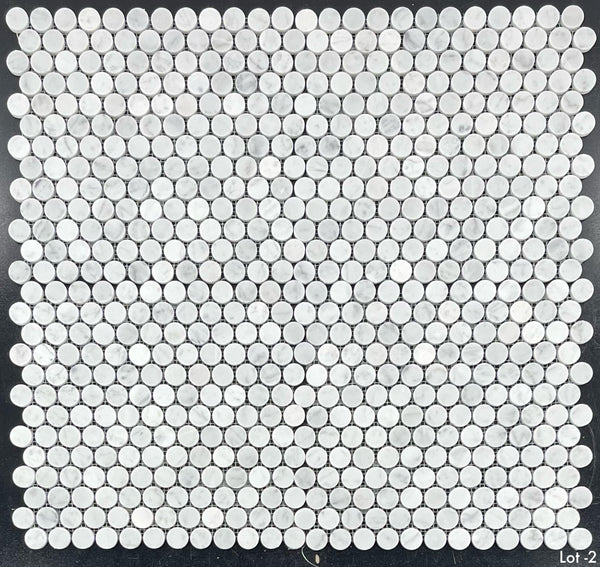 Bianco Carrara 1" Rounds Mosaic Honed